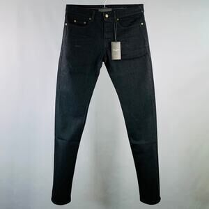 SAINT LAURENT Size 31 Black Denim Straight Slim Five Pockets Jeans